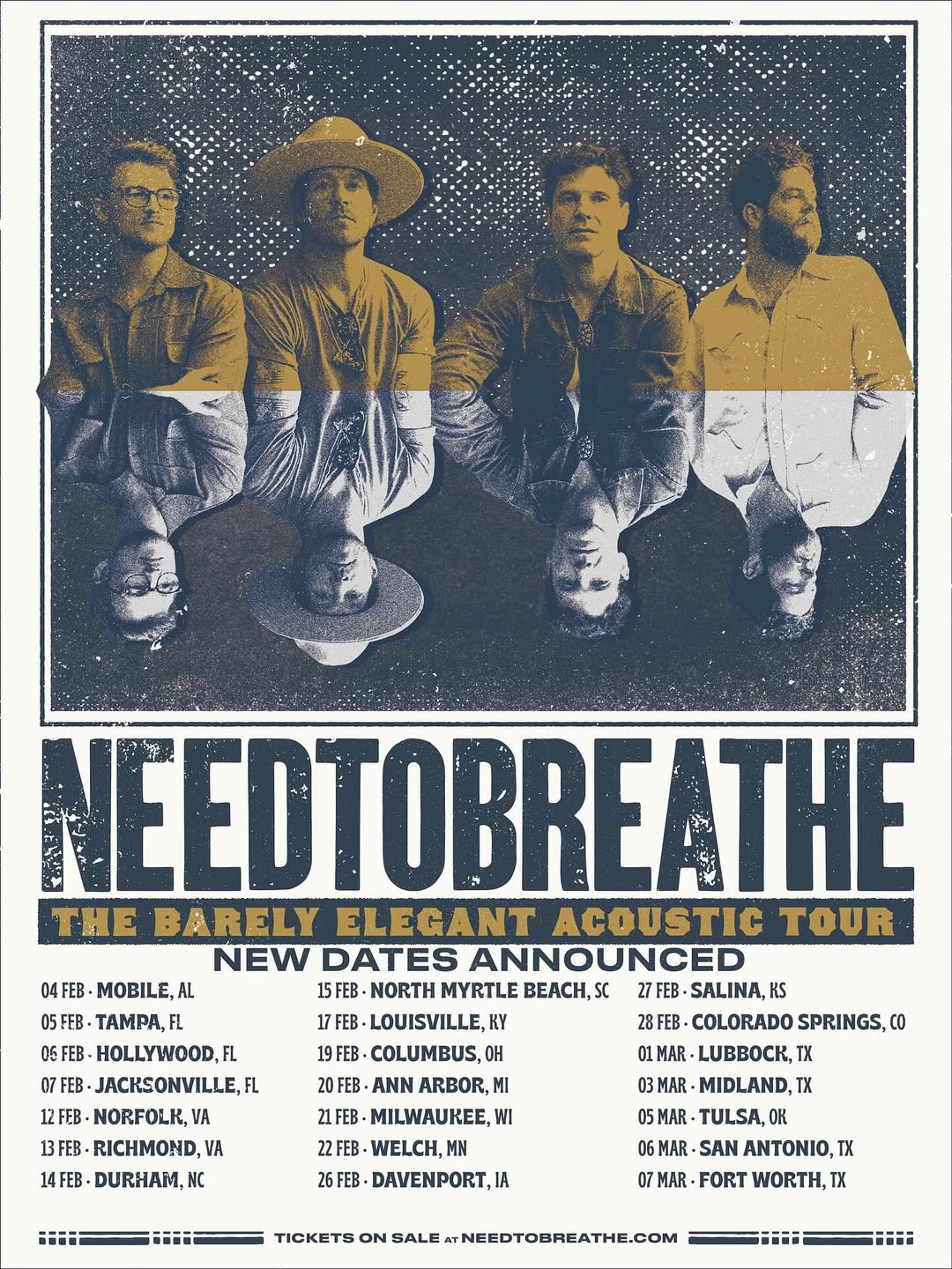 NEEDTOBREATHE The Barely Elegant Acoustic Tour Poster 2025-2026